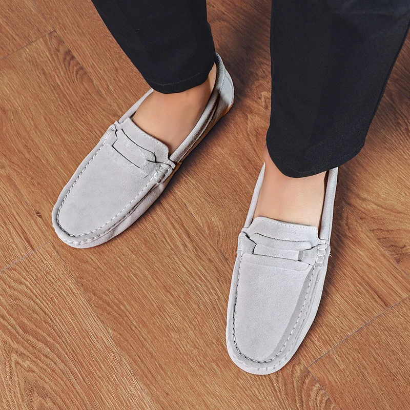 

suede Leather Men Shoes outdoor Casual Luxury Brand Italian Mens Loafers Moccasins Breathable Slip on Driving Shoes Men L5