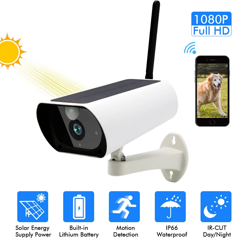 

1080P HD Wifi Outdoor Waterproof Solar Energy Low Power IP Camera Wireless Surveillance IR CCTV Camera home security probe