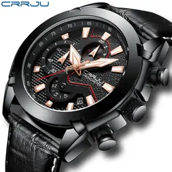 Для мужчин часы Crrju лучший бренд класса люкс кварц хронограф моды Повседневное Бизнес часы мужской Наручные часы Relogio