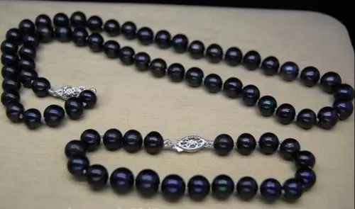 

Hot Cultured 7-8MM AA black pearl Necklace18'' Bracelet 7.5'' A(5.18)