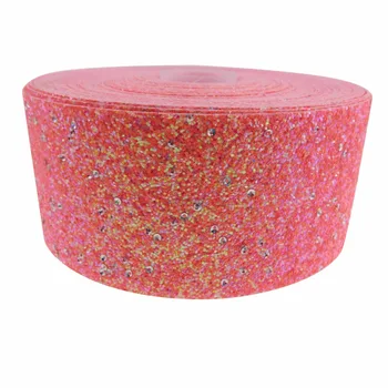 

shipping free 3''75mm 50 yards Chunky Glitter Ribbon Blingbling Soft Fabric Gift Package Handmade Material DIY Hairbow