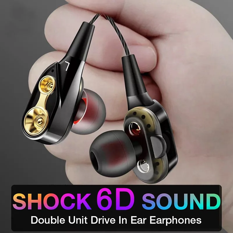 

3.5mm Earphones Dual-Dynamic Quad-core Noise Isolation Headphone with Mic Subwoofer EM88