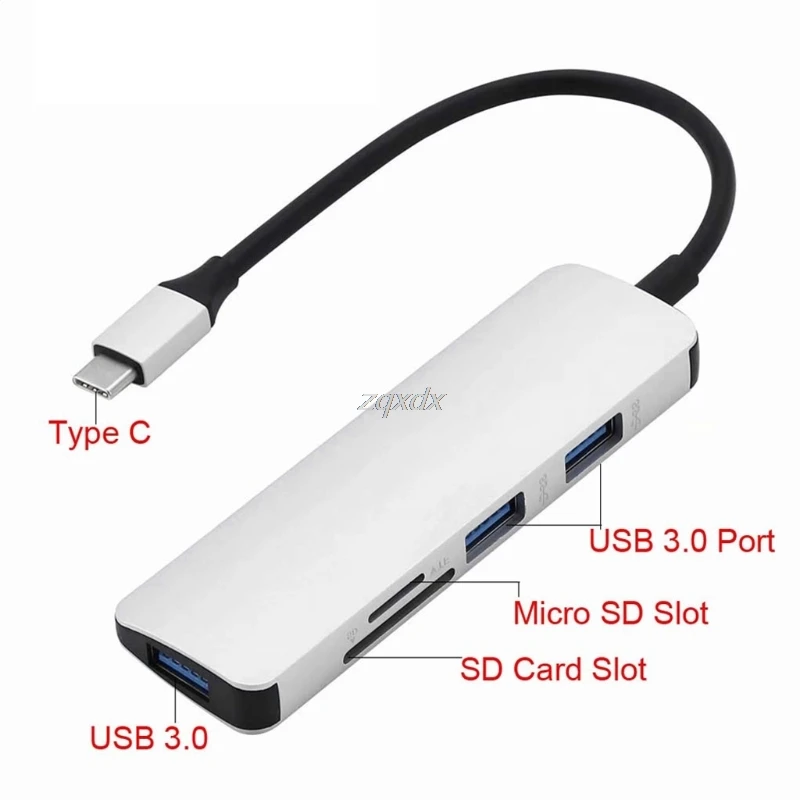 USB + Тип C 5in1 концентратор адаптер 3 USB 3,0 SD/TF Card Reader для ПК S9 Xiaomi Z18 Прямая поставка