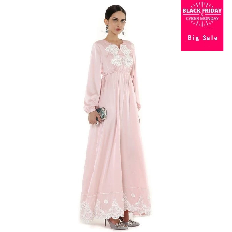 

2017 Adult Muslim Middle East Arabian embroidery abaya extravagance lanterns long-sleeved loose large size was thin dress wj630