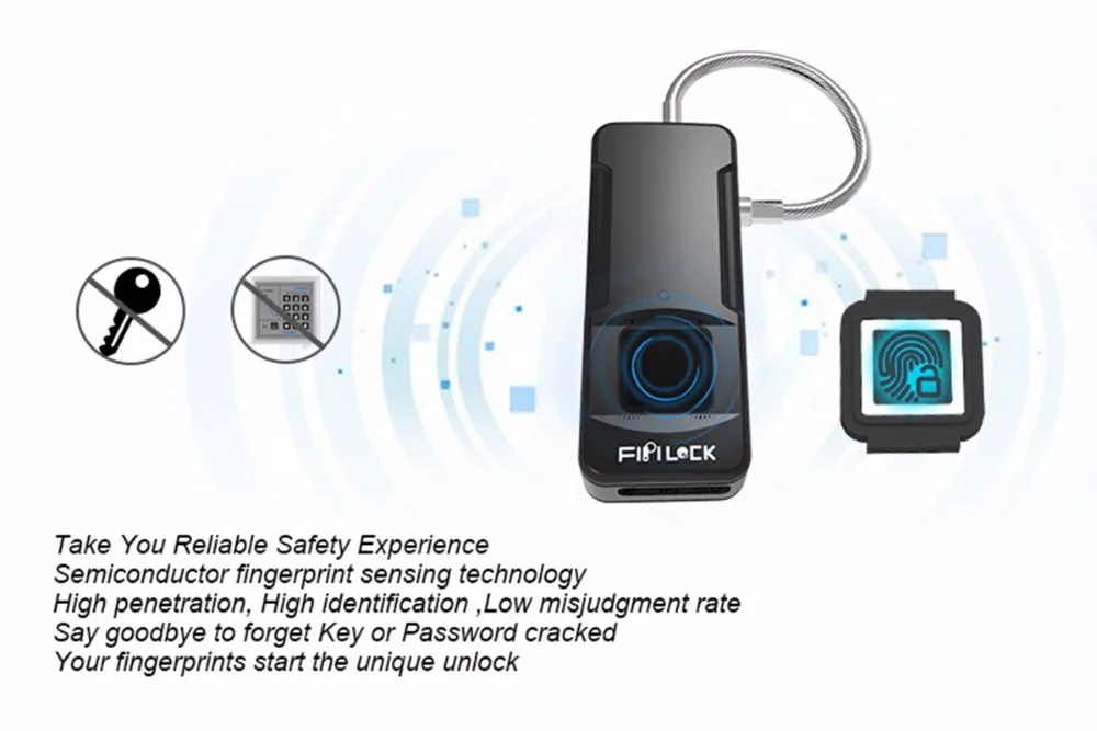 

automatic learning and storage Mini smart portable intelligent Fingerprint Lock Anti Theft outdoor mobile bag padlock