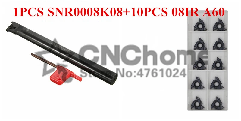 SNR0008K08 ЧПУ внутренний Резьбонарезной инструмент 1 шт.+ 08IR A60 10 шт. 11 шт./компл. ЧПУ прямой соединитель с внутренней резьбой карбидная вставка