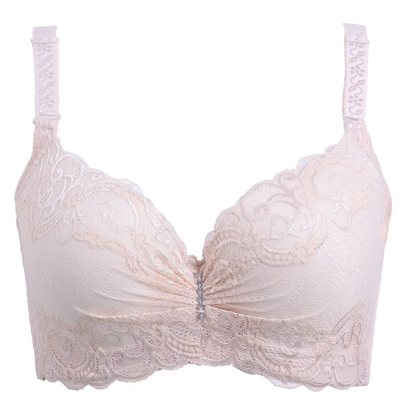 

Plus Size Ultra thin Lace Bra For Woman Push Up Underwire Cup Bra C D E Big Size Cotton bra gather breast push up bra 36-46