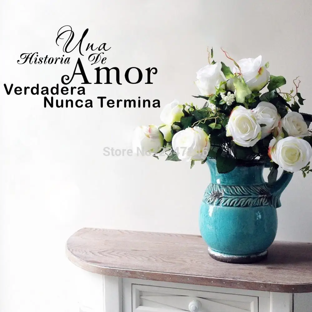 A Love Story Never Ends Spanish Quotes Wall Decal Art Lettering Vinyl Decor Sticker for Home