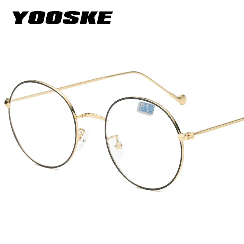 

YOOSKE Finished Nearsight Myopia glasses Classic Metal Eyeglasses Frames Student Short Sight Eyewear -1.0 -2.0 -3.0 -3.5 -4.0