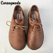Careaymade-первый слой кожи; обувь высокого качества; натуральная кожа ручной работы; женские винтажные туфли на плоской подошве; повседневная обувь