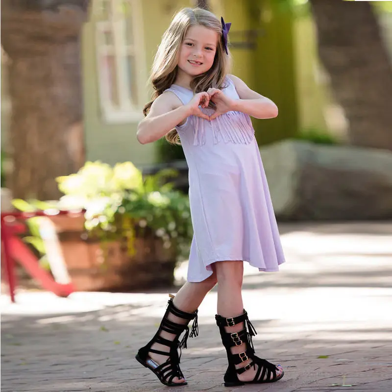 NASHAKAITE-Mommy-and-me-clothes-Tassel-Solid-Mini-Dress-Family-Look-Mom-and-daughter-dress-mini (3)