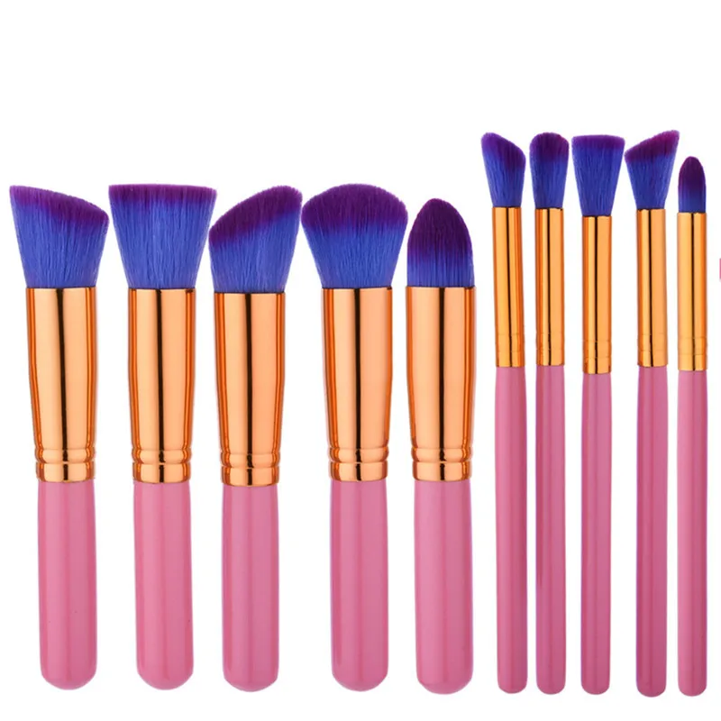 10pcs/Set Purple Make Up Brushes Set Hair Foundation Blending Brush Cosmetic Woman Toiletry Kit Beauty Makeup Blush Brushes
