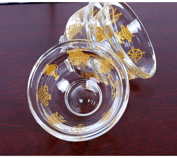 С украшением в виде кристаллов восемь благоприятный воды чаша Тибетский Буддизм для стакана воды чаша подачи воды чаша с одним(8 см