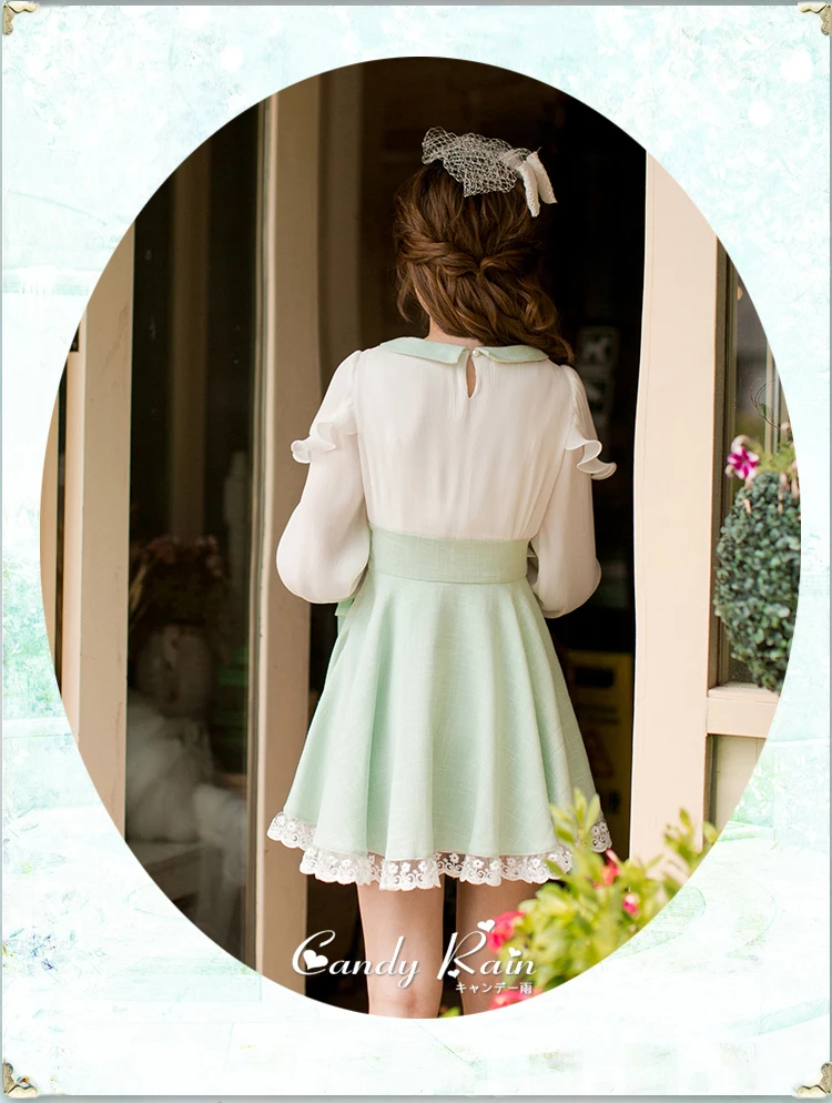 Принцесса сладкий платье в стиле «Лолита» конфеты дождь платье Осень Тонкий платье сладкий прекрасный платье принцессы с длинным рукавом для девочек C22CD7179
