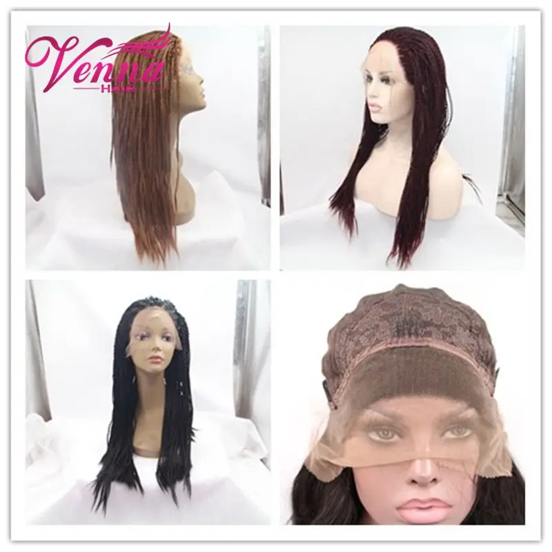 

Lace Box Braids Wig Different Color Synthetic Hair Heat Resistant Micro Braids Hair Wig For African American