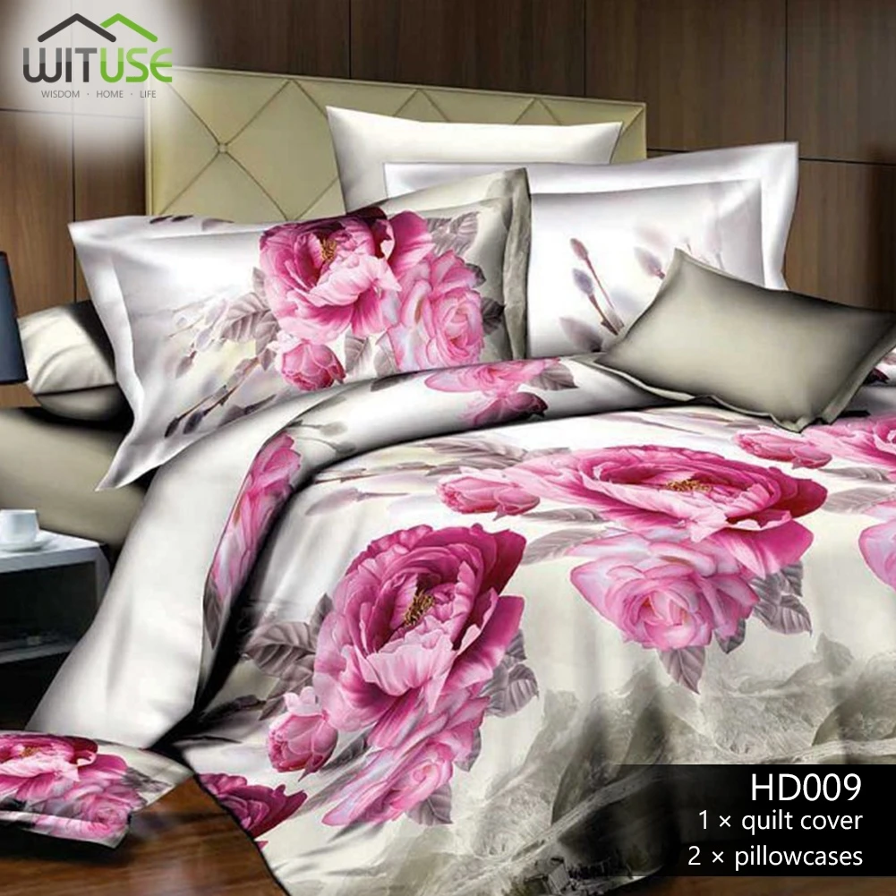 

3Pcs Soft HD 3D Printed Flower Duvet Cover Pillowcase Bedding Set Queen Size Not 2PCS For Decorated Family Bedroom