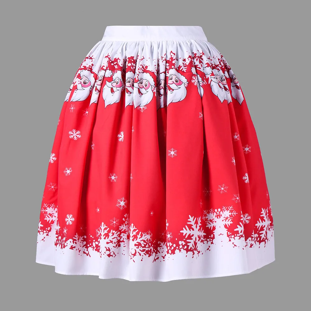 

Women Skirt Skater Christmas Santa Printed Swing Performance A-Line Loose Mini Skirt Faldas Mujer Moda 2018 #442