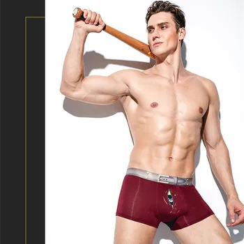 

Klorify 4pcs/lot Comfortable Cartoon Printing Man Boxershorts Breathable Cotton Boy Student Men's Underwear Boxers 2019