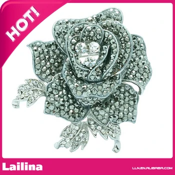 

Rose Flower Brooch Pin with Rhinestone for Women Birdal Girl Prom Jewelry