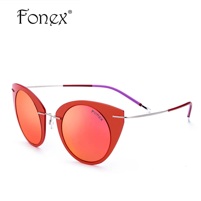 

Titanium Alloy Sunglasses Women Brand Designer Polarized Sunglass no Screw Eyewear Oversize Cateye Sun Glasses 76123