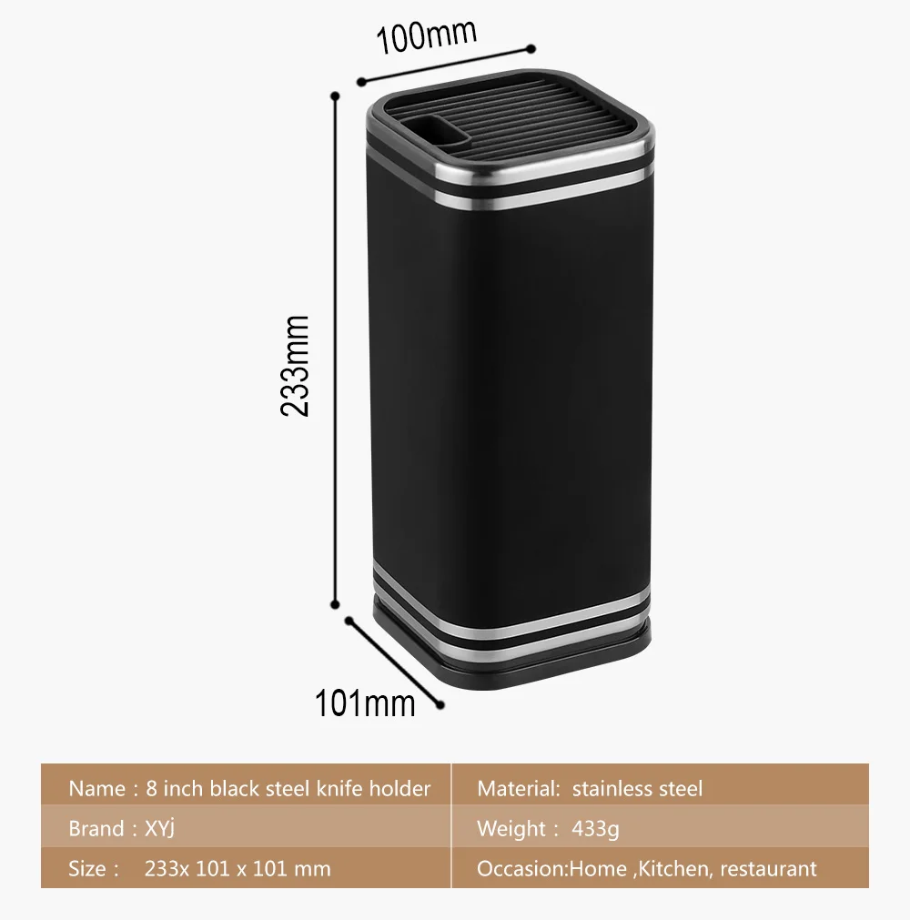 ZEMEN, 8 дюймов, держатель для ножей, большой черный стальной держатель для ножей, большая емкость, кухонный инструмент, подставка для ножей из нержавеющей стали, распродажа