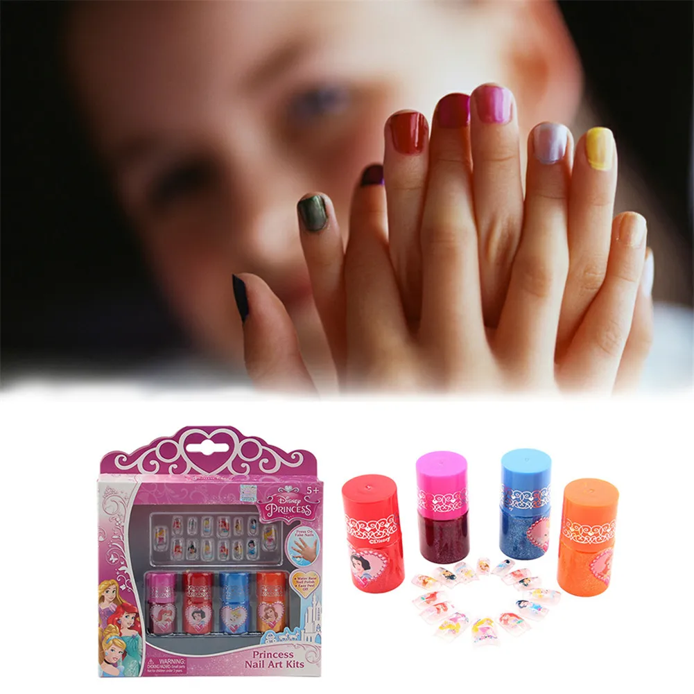 Детские лаки для ногтей Диснея Принцесса набор цветов ногтей паста водорастворимый Peelable цвет Быстрая Игра маникюр игрушка ногти советы