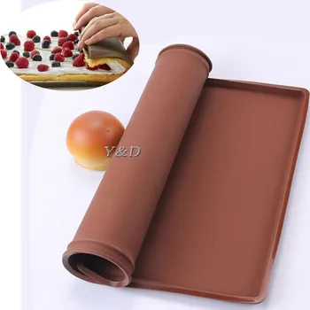 

New Grilled Green Rectangular Shape Silicone Swiss Cake Mat Chocolate Rolls Sushi Mold Pizza Baking Pan Dough Roller For Baking