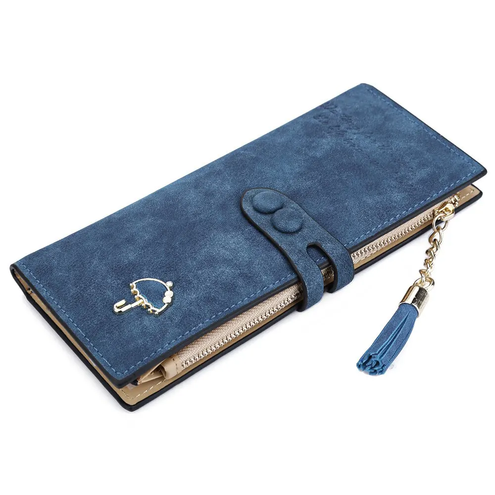  7 Candy Colors Women Long Wallet Multi-functional Umbrella Zipper Female Wallets Tassel Long Clutch Card Holder femme 