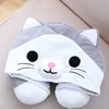 Cute Cartoon Animal Cat U Shape Hoodie Pillow Travel Hooded Pillow Neck Support Rest Cushion with Hat for Sleep Outdoor Airplane 1
