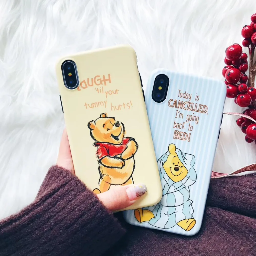 

Winnie Pooh Bear Back Cover Phone Case For iPhone X XS Max XR 6 6S 7 8 Plus