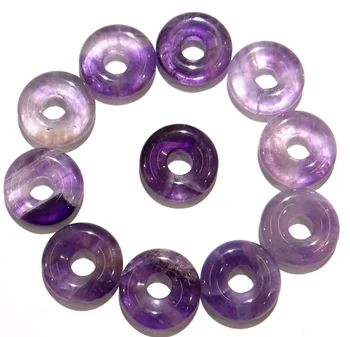 

18MM Natural stone Turquoises Quartz Crystal lapis Opal tiger eye donut pendant for diy Jewelry making necklace Accessories8PCS