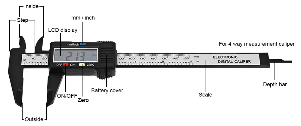 Высокое качество 6 дюймов/150 мм ЖК цифровой Электронный штангенциркуль из углеродного волокна микрометр измерительный инструмент