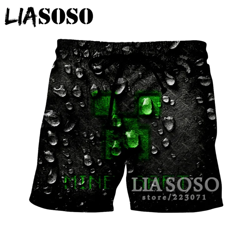 LIASOSO 2019 Summer New Men Women Shorts 3D Print Video Game Minecraft Beach Fitness Cute Casual Loose Clothing A166-10 | Мужская одежда