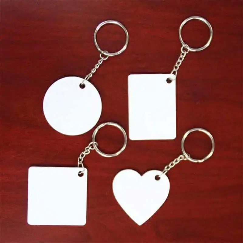 

sublimation Plastic blank key chain Rectangle Round square heart key ring hot transfer printing consumable 20pcs/lot new style