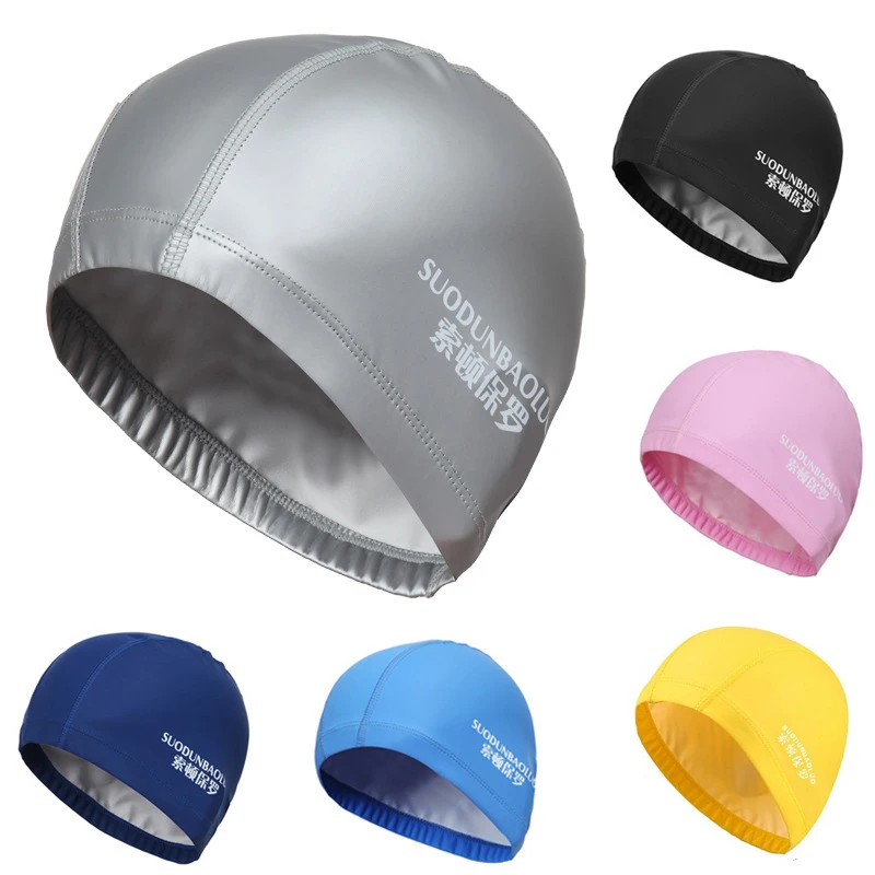 

2018 High Elastic Unisex Sport Swimming Cap Waterproof PU Fabric Protect Ears Long Hair Swim Pool Hat Swimming Caps Free Size