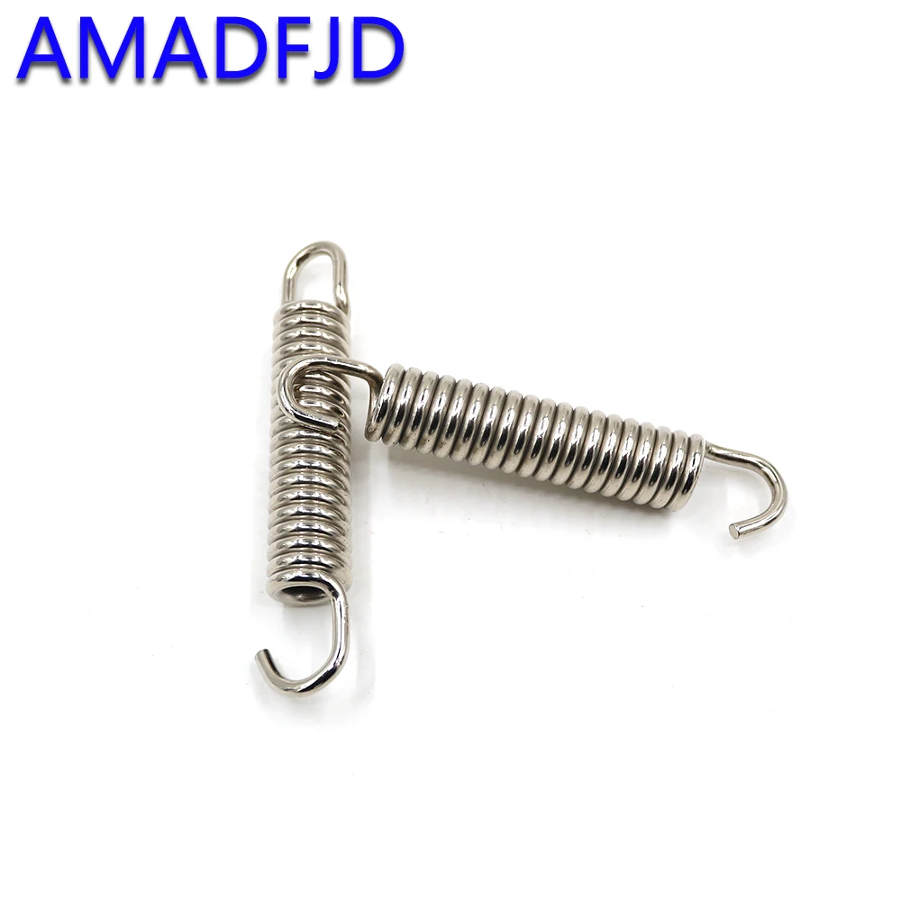 

1pair Stainless steel double hook spring Metal tension coil extension spring for Motorcycle exhaust pipe parking rack Pedal
