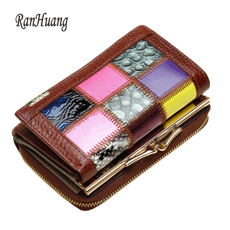 

New 2016 Famous Brand Women Genuine Leather Wallets Fashion Splice Wallet Female Mobile Bags Short Design Coin Purses Clutch A75