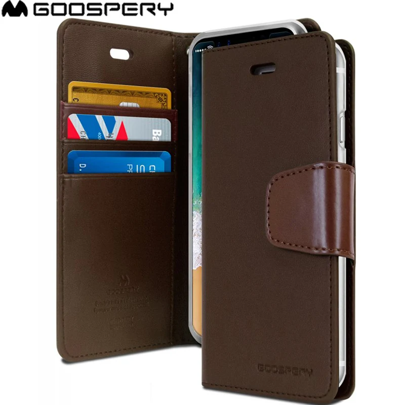 

Original Mercury Goospery Sonata Diary Flip Leather Case Wallet Cover with Card Slot For Apple iPhone X