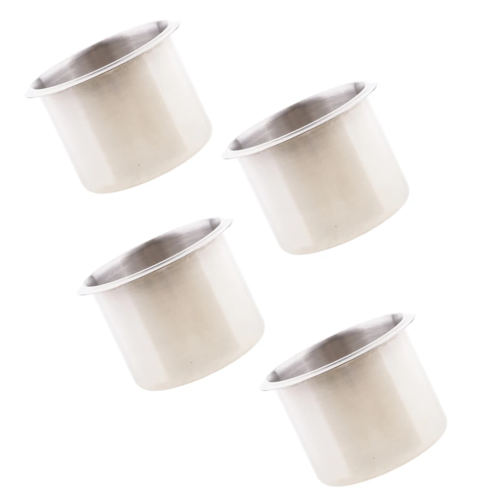 4pcs Universal Marine Boat Cup Holder 68x55mm Stainless Steel Drop In Drink Cup Holder for Poker Table Couch