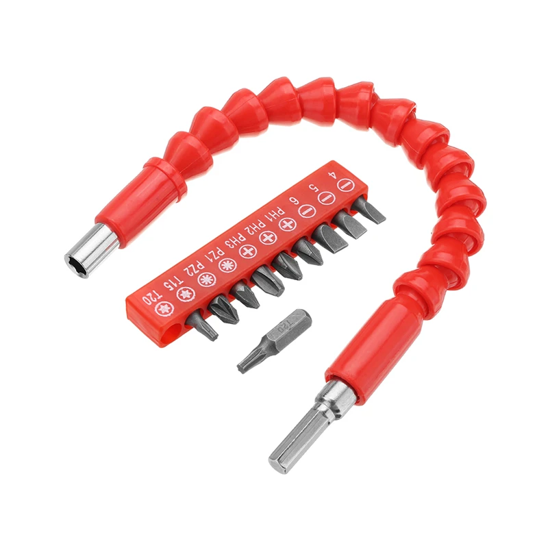 300mm Flexible Shaft with 10pcs Screwdriver Bit and Extension Rod for Electronic DrillPower