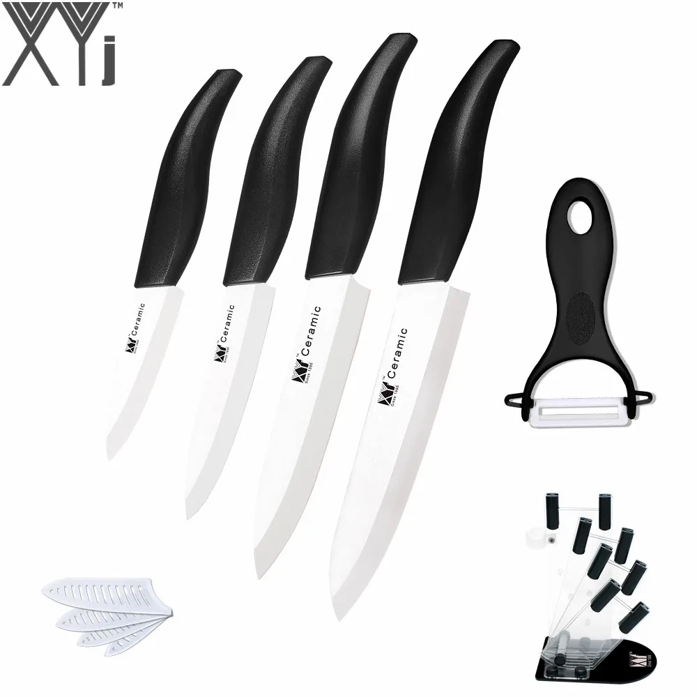 

XYj Brand Cheap Set Of Ceramic Knives 3" Fruit 4" Utility 5" Slicing 6" Chef Kitchen Knife Sharp Ceramic Peeler + Knife Holder