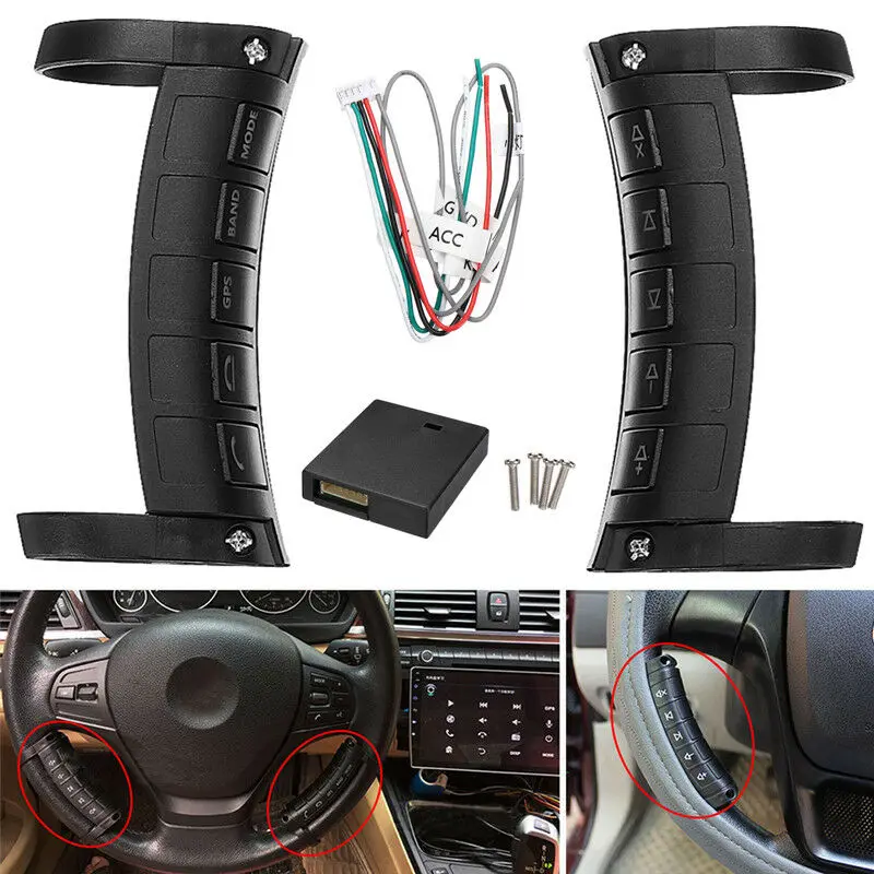Remote Control Car Steering Wheel Button Remote Control Universal Bluetooth DVD Navigation Button Remote Controller LED Wireless
