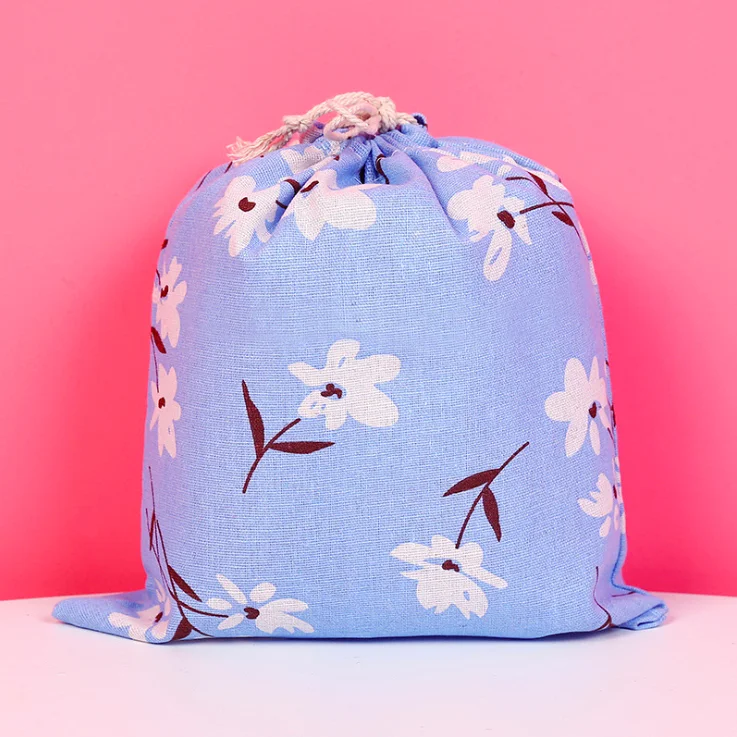 Мультфильм белье хлопок Drawstring сумка 28x26 23x18 15x12 см мини прекрасный кот Для женщин Сумка дорожная домашнего хранения подарочная упаковка для ювелирных изделий сумка - Цвет: Blue 28x26cm