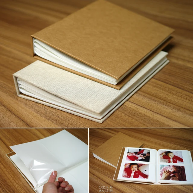 Kraft Paper Cover Traditional Photo Albums Blank With Pocket For Baby Family DIY Scrapbookin