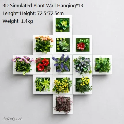 13PCS Креативный 3D имитация растений настенный искусственный цветок дерево зерна цветочный горшок с цветком декоративный Ресторан домашний Настенный декор - Цвет: 13PCS