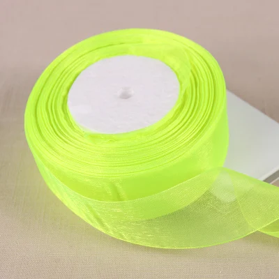 

50 yards/lot 38mm Flu Yellow organza ribbons wholesale /wedding decoration /Birthdays gift wrapping ribbons free shipping