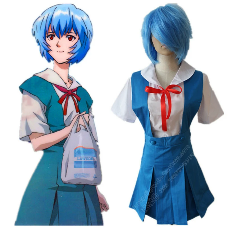 Аниме косплей для AYANAMI REI белая рубашка комбинезон платье парик мультфильм