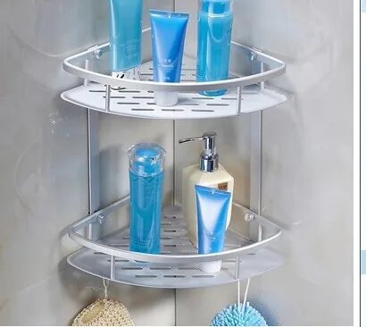 

Bathroom shelf wall double layer triangle rack aluminum sheet tripod shelf space aluminum