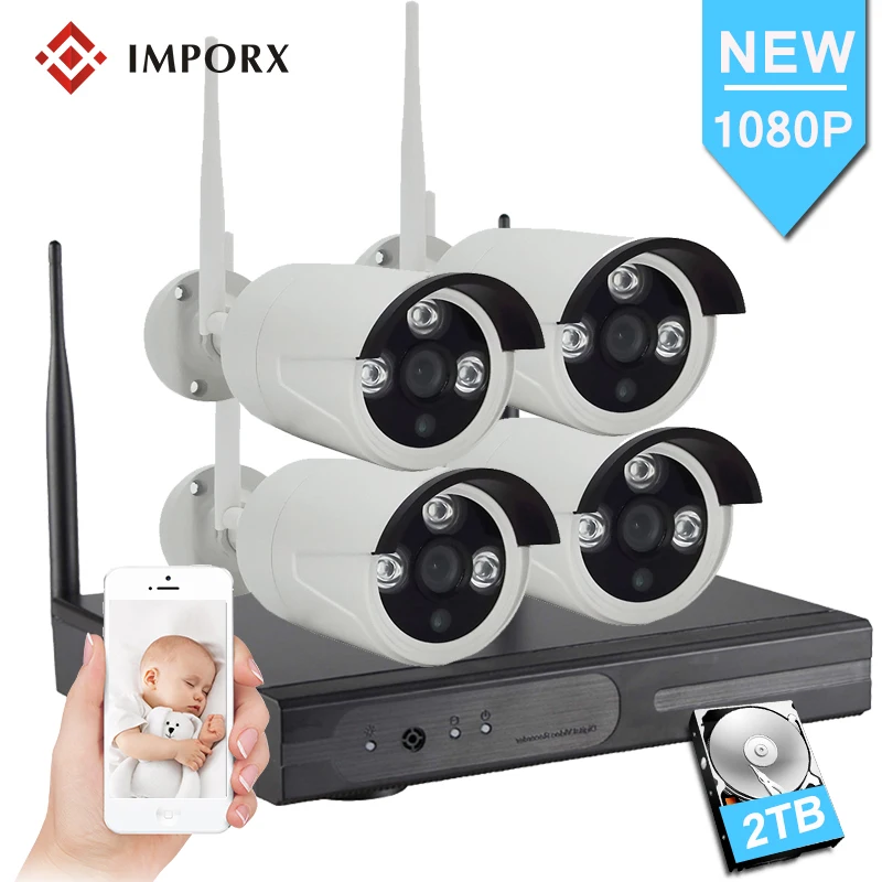 Беспроводная 1080P 4CH Wifi CCTV система NVR комплект 2.0MP домашняя уличная