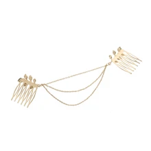 Женская шикарная цепочка для волос с листьями, повязка на голову, расческа для волос, горки, золото